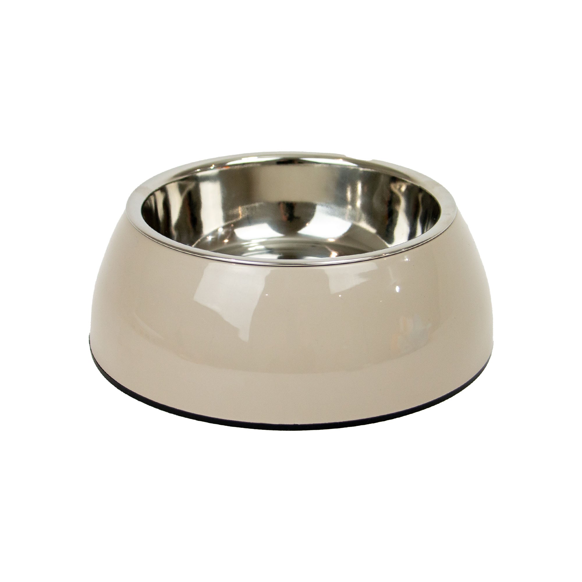 Ancol Oatmeal stainless steel dog bowl, large, in a non-slip oatmeal-coloured surround