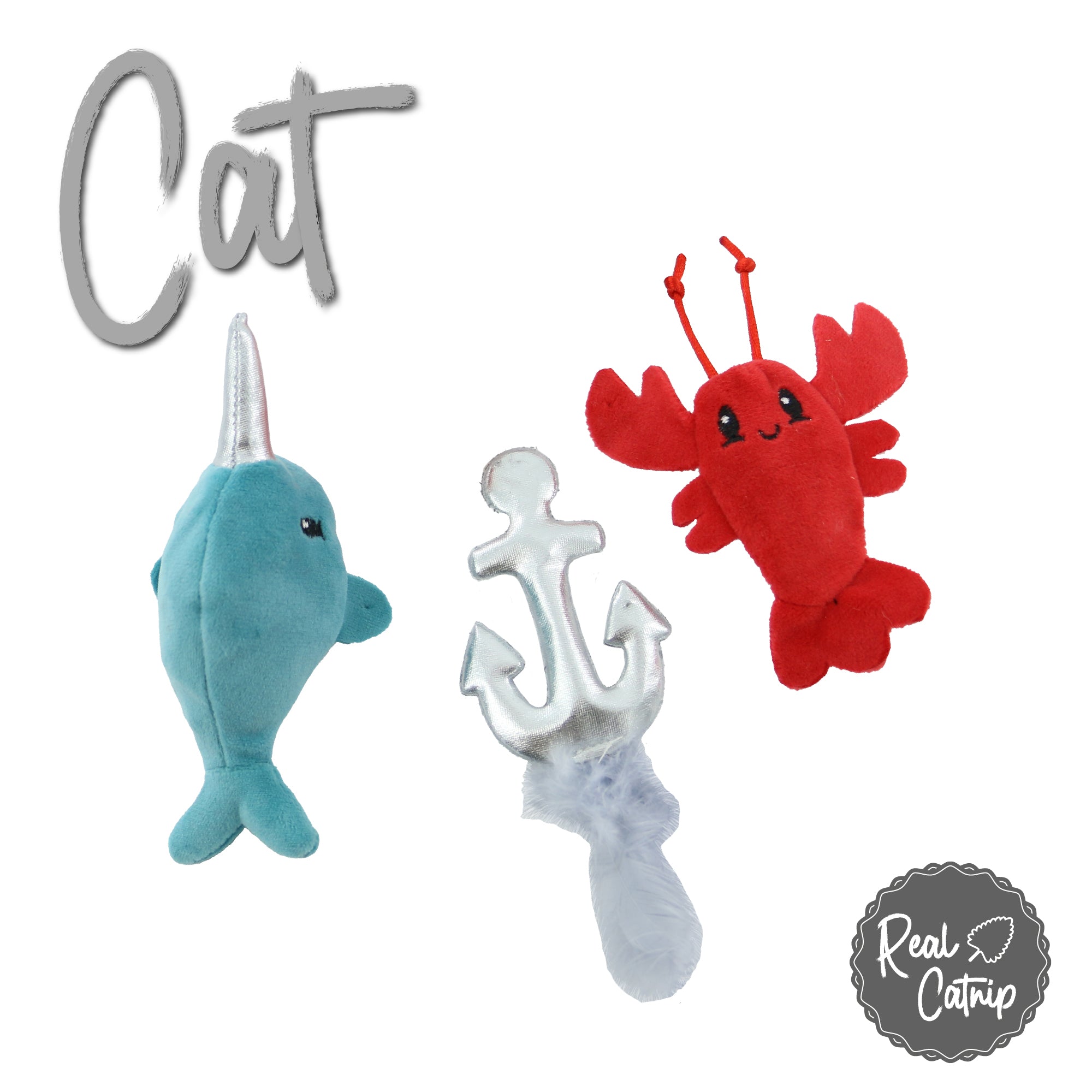 Ancol Sea Creatures Cat Toys – Catnip Infused Plush Toys for Batting