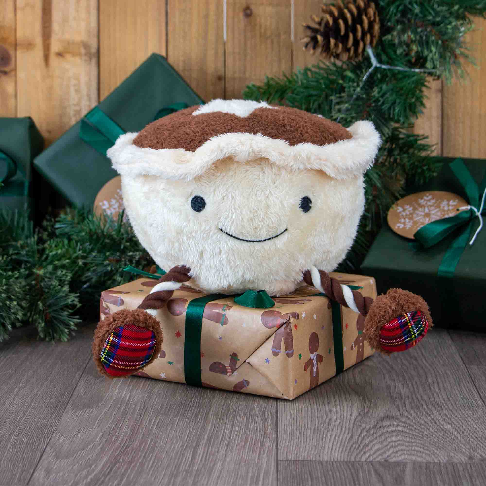 Ancol Mikey Mince Pie – Plush Christmas Dog Toy with Squeaker