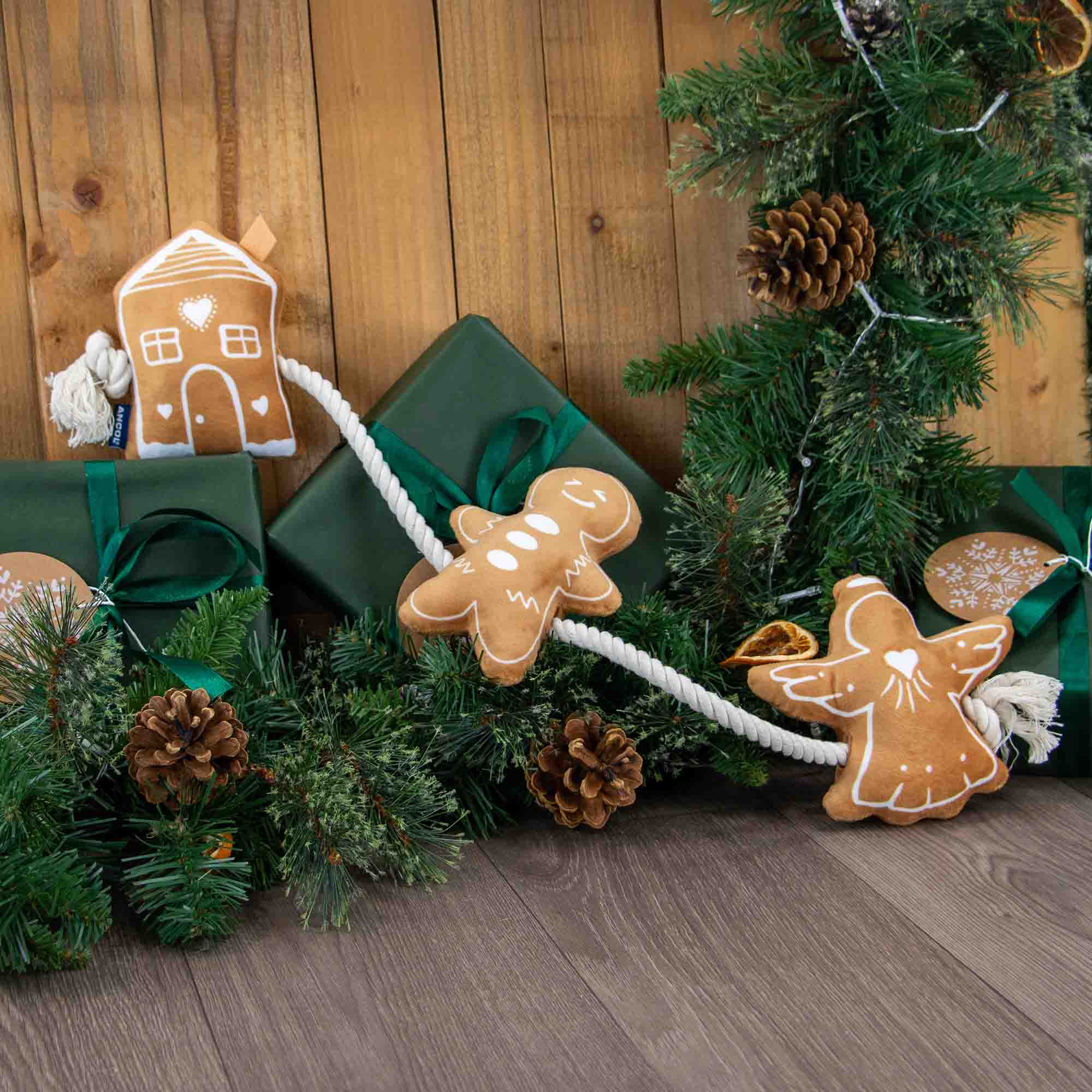 Ancol Gingerbread Rope festive dog toy