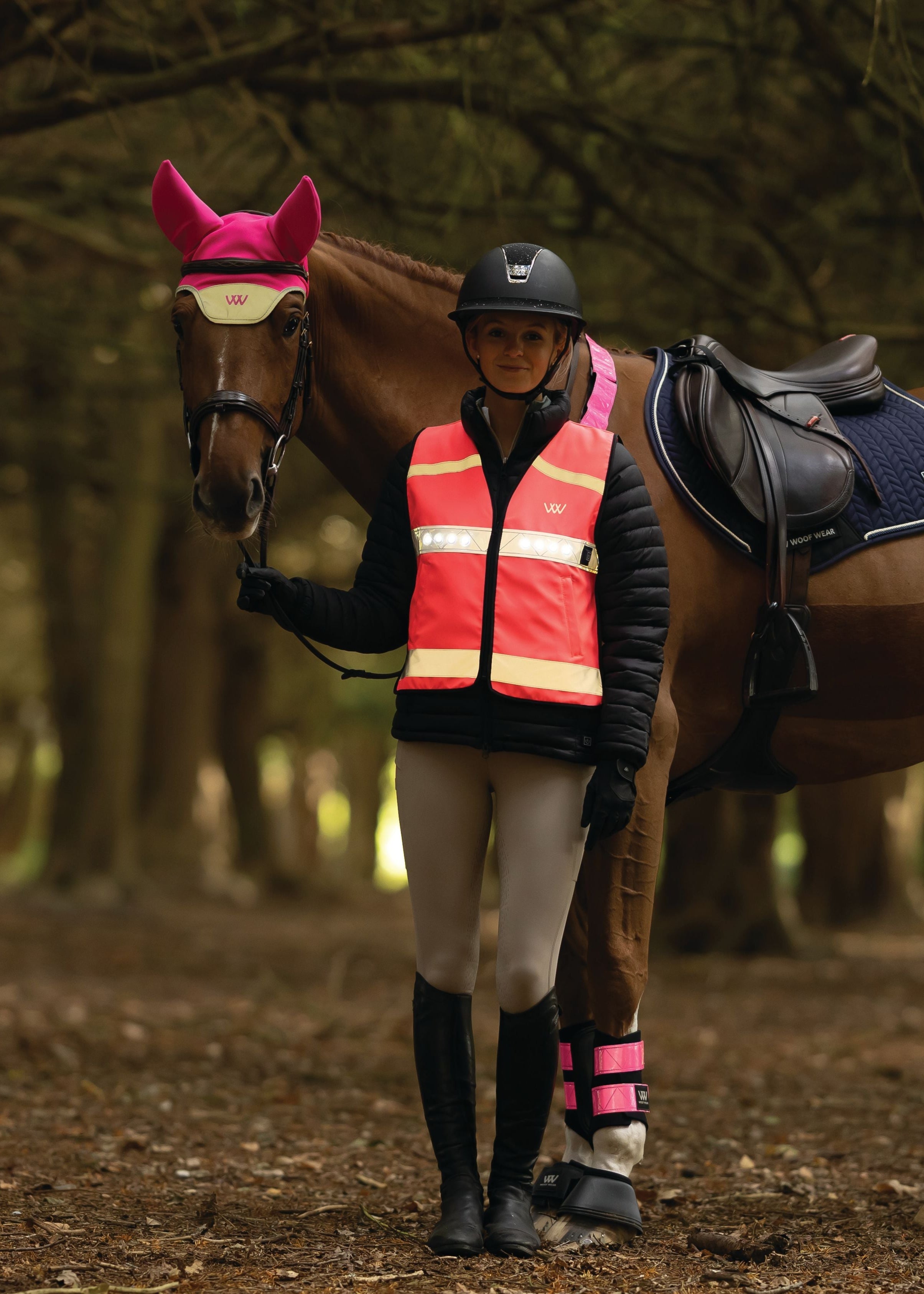 Woof Wear LED Hi Vis Riding Vest – Hi Vis Pink, XL, Rechargeable
