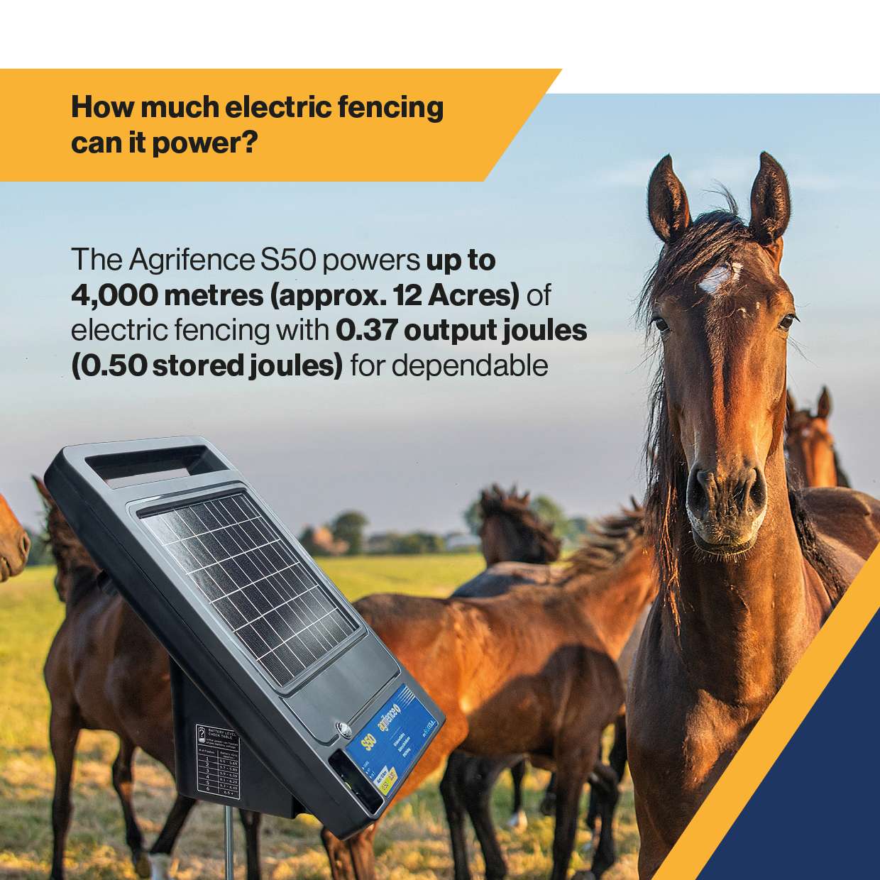 Agrifence S50 Solar Powered Electric Fence Energiser (0.5J) – Up to 4,000m Fenceline