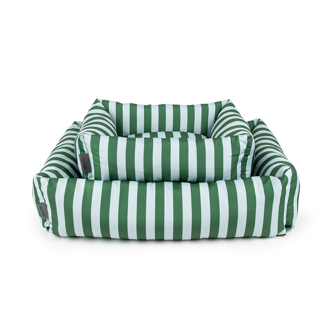 Scruffs Amalfi Box Bed Medium Green Stripe 60 x 50 x 18 cm