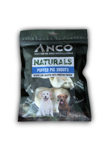 Anco Naturals Puffed Pig Snouts Dog Treats 3 Pack – High Protein Pork Chews