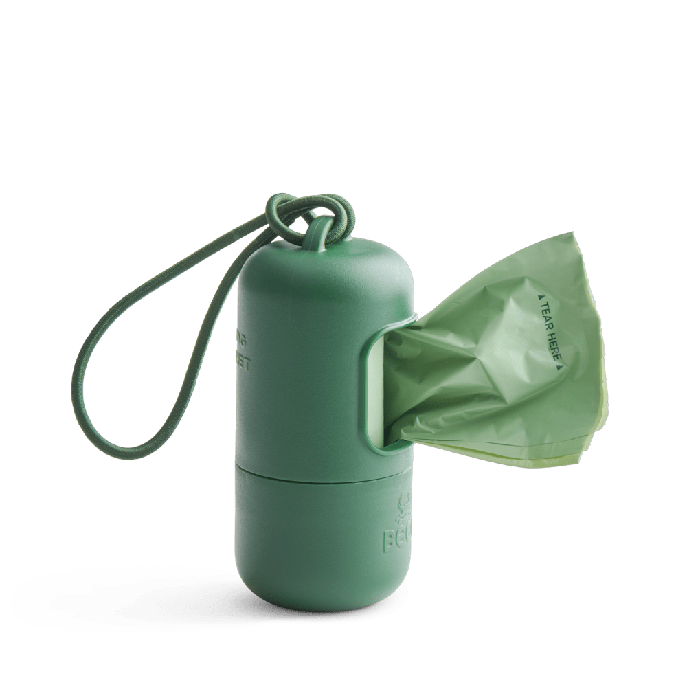 Beco poop bag dispenser with elastic lead loop and a roll of 15 unscented bags