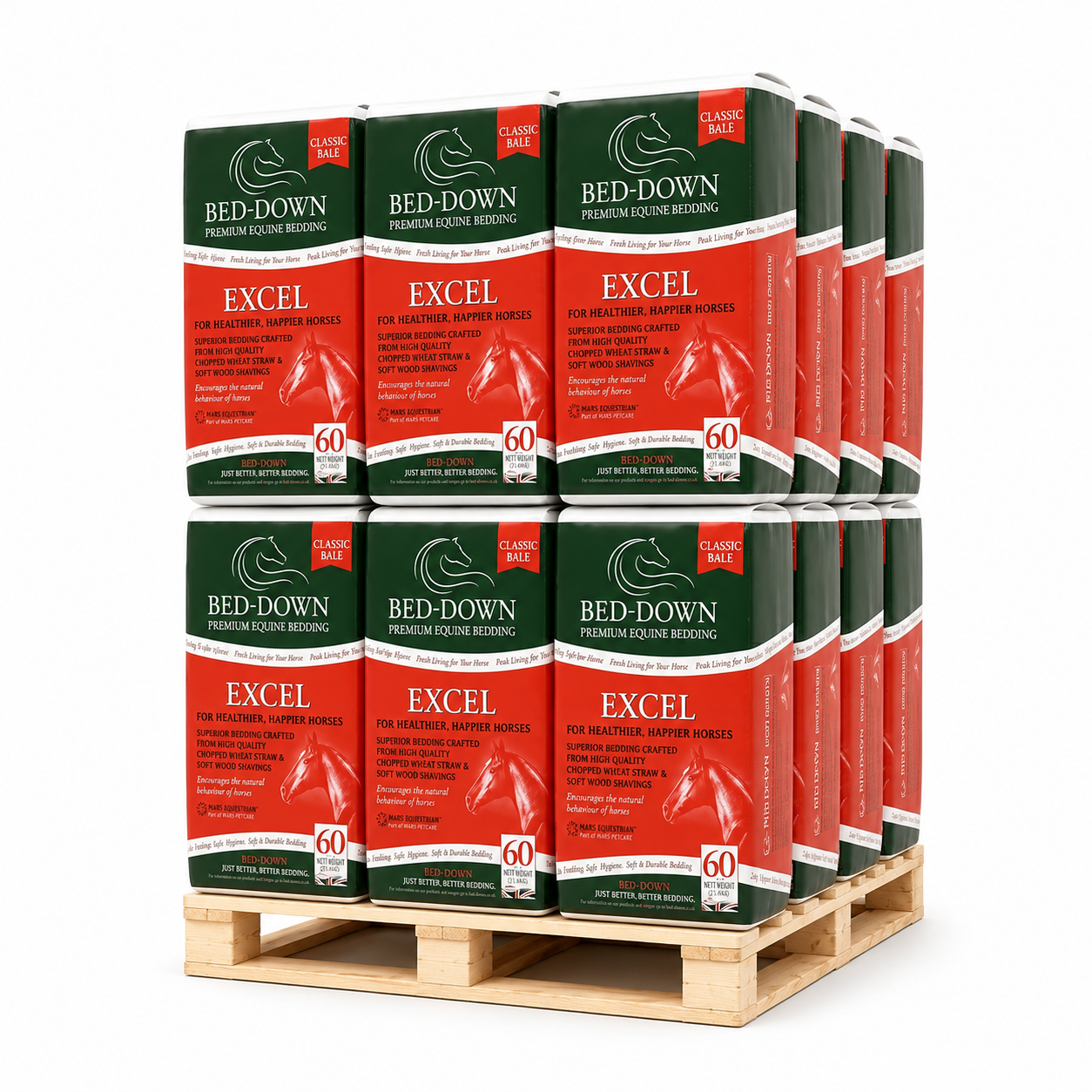 24 x Pallet of Bed-Down Excel Horse Bedding – 20kg