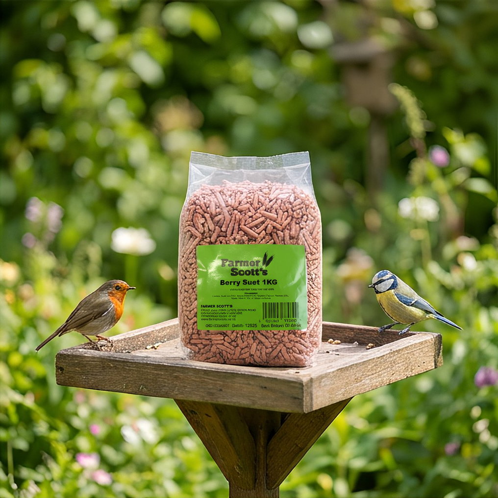 Farmer Scott’s Suet Berry Bites Feed for Wild Birds 1KG – High Energy Bird Treats