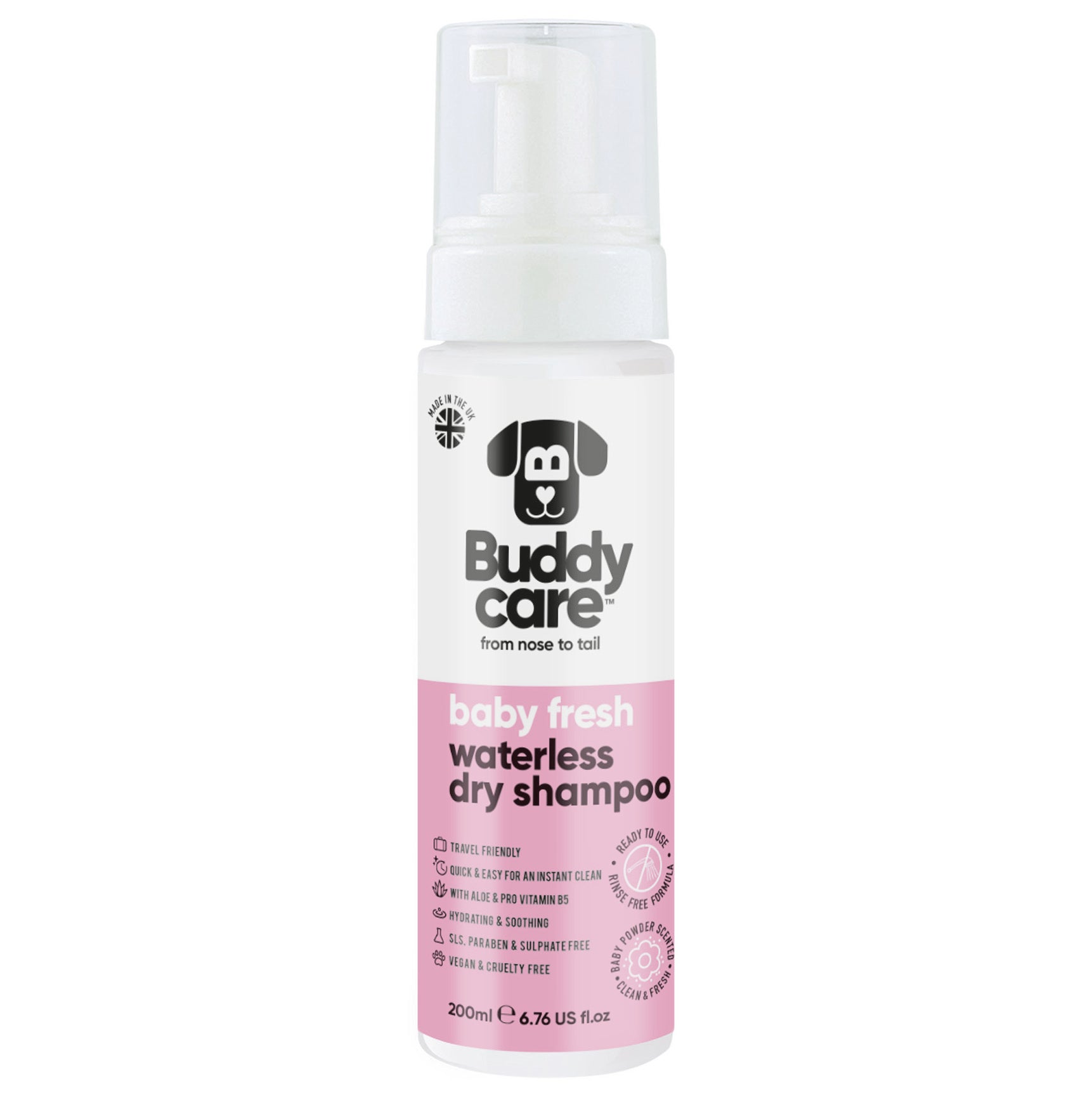 Buddycare Waterless Dry Dog Shampoo Baby Fresh 200ml