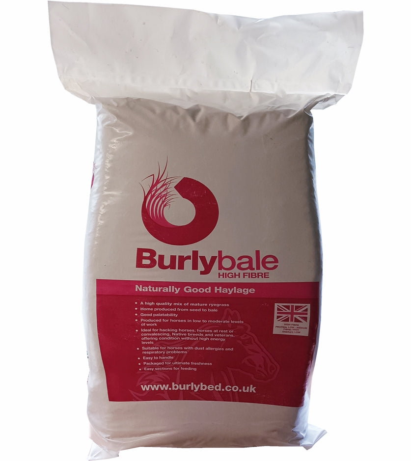 Burlybale High Fibre Haylage – Pink, Mature Ryegrass Forage for Horses