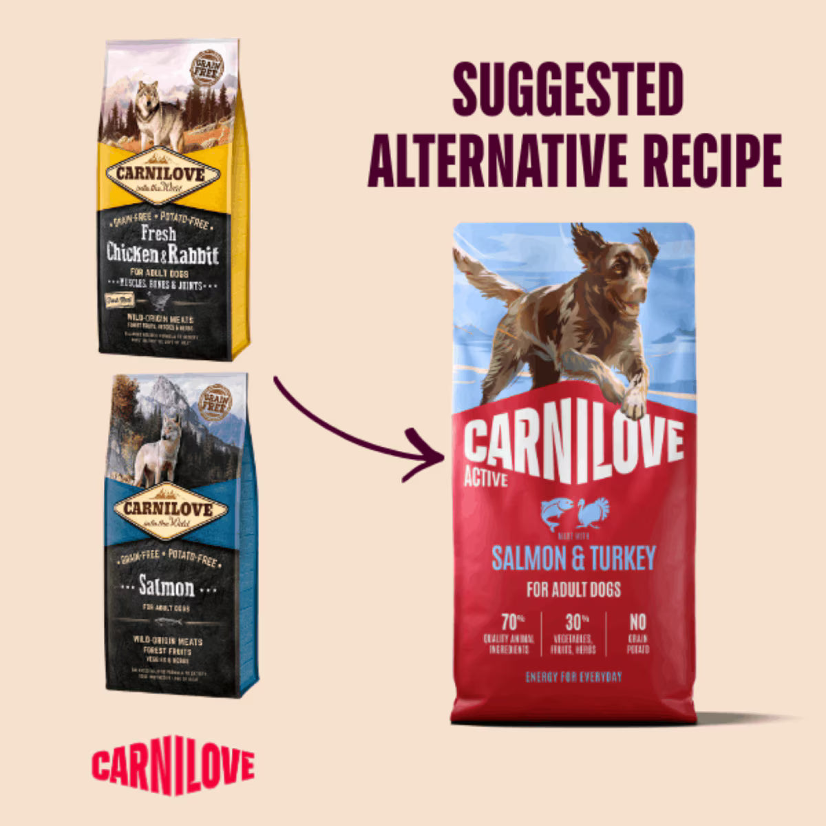 Carnilove Active Salmon & Turkey Grain-Free Dry Dog Food 1.5kg