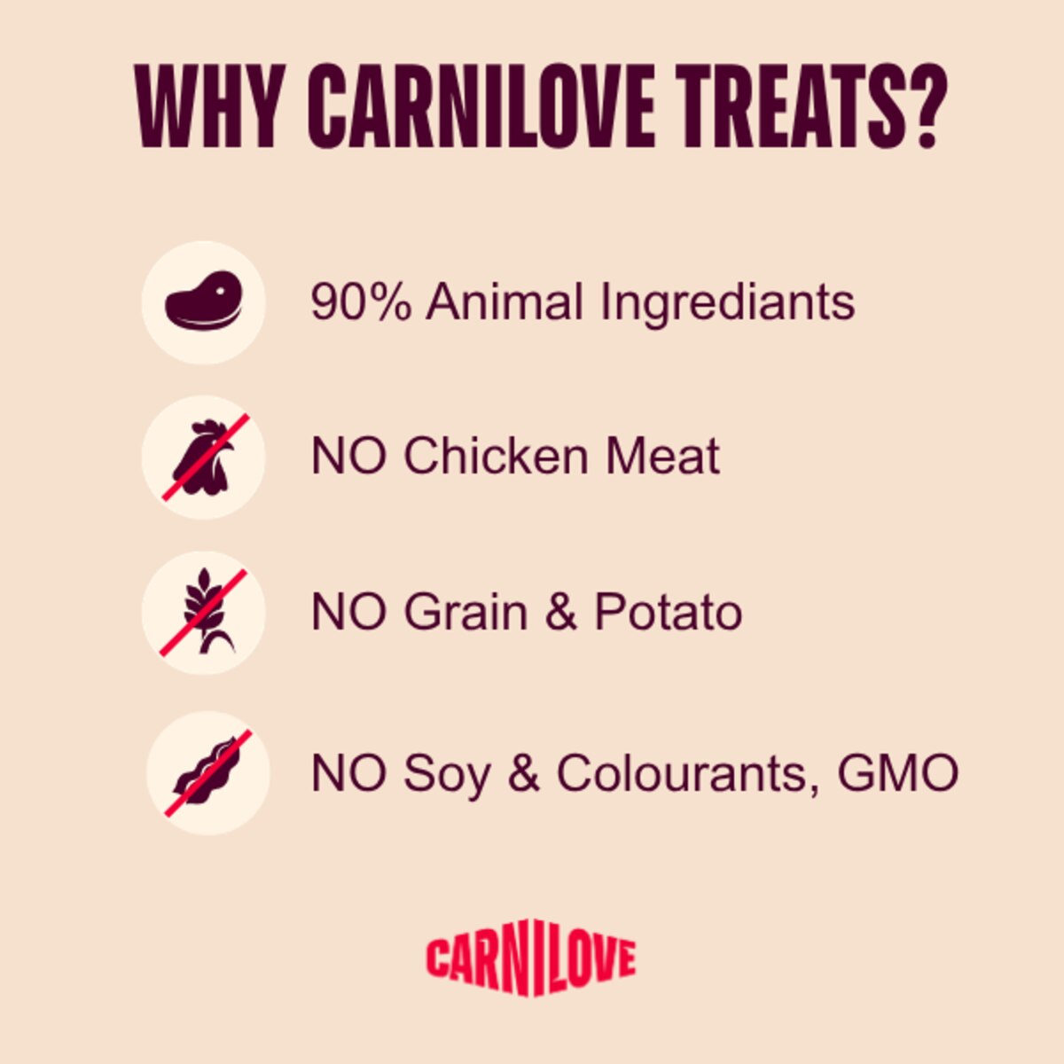 Carnilove Turkey with Venison Fillet Grain-Free Jerky Dog Treats 100g