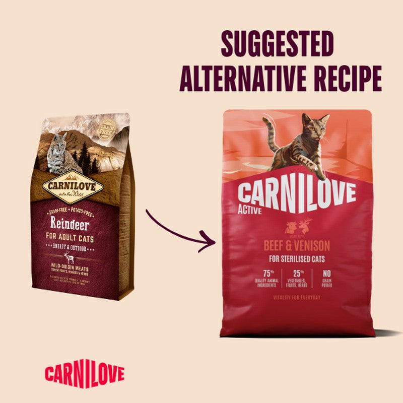 Carnilove Active Beef & Venison Grain-Free Dry Cat Food for Sterilised Adults 400g