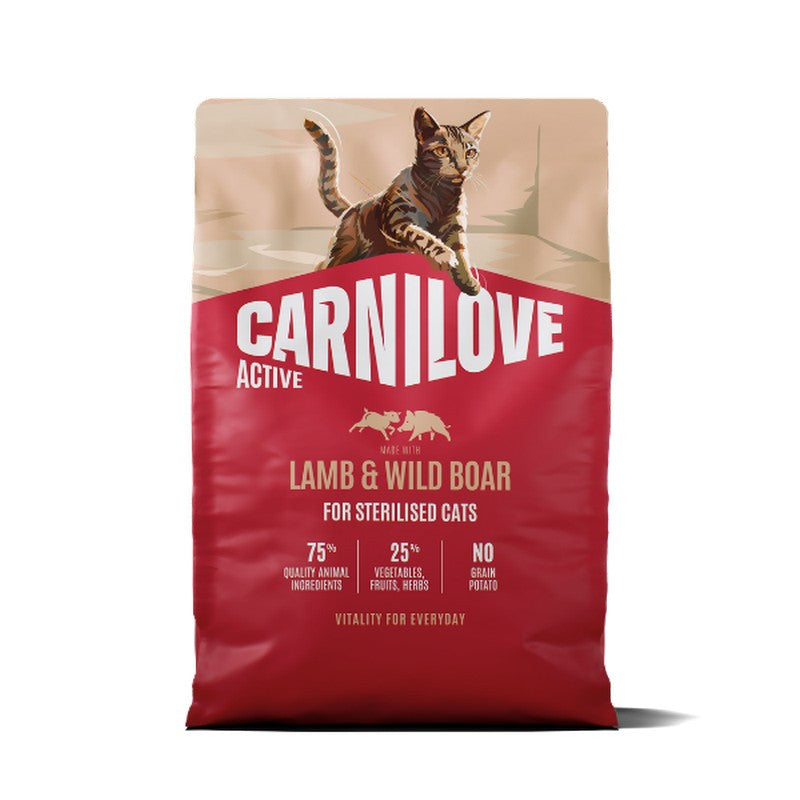 Carnilove Active Lamb & Wild Boar Grain-Free Dry Cat Food for Sterilised Adults 400g