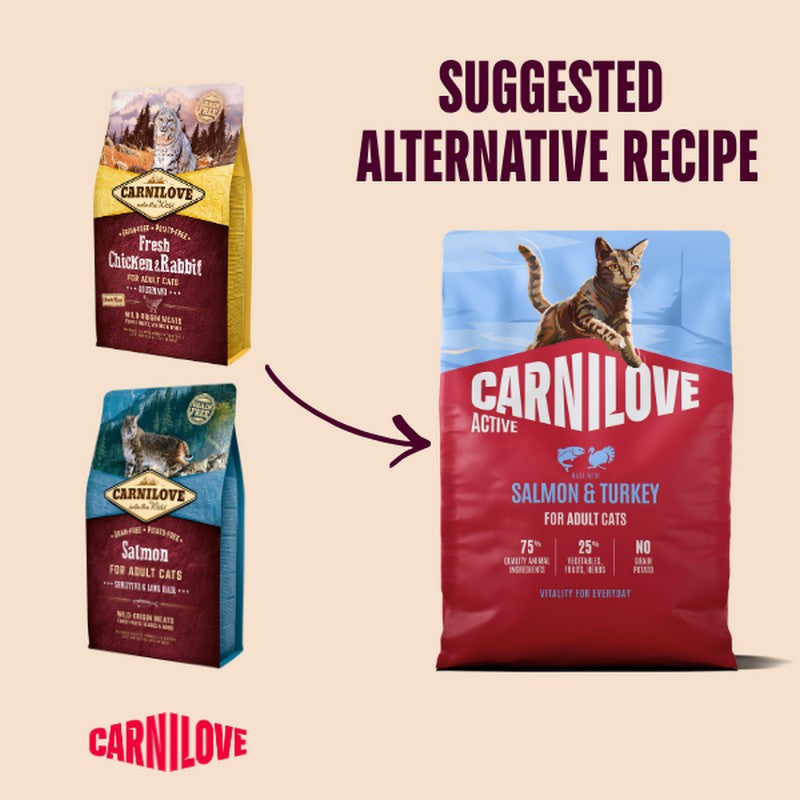 Carnilove Active Salmon & Turkey Grain-Free Dry Cat Food for Adult Cats 400g