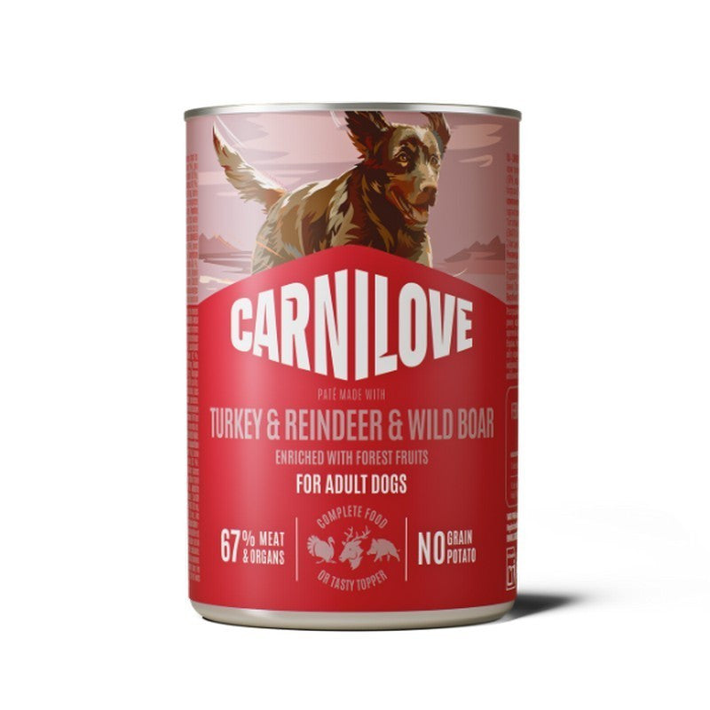 Carnilove Turkey, Reindeer & Wild Boar Complete Wet Dog Food Can 400g