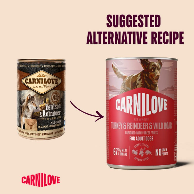 Carnilove Turkey, Reindeer & Wild Boar Complete Wet Dog Food Can 400g