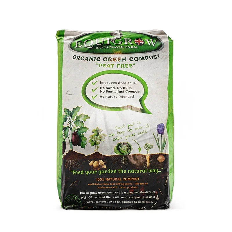 Equigrow Organic Green Compost 40L PAS100 - Peat Free Soil Improver & Mulch