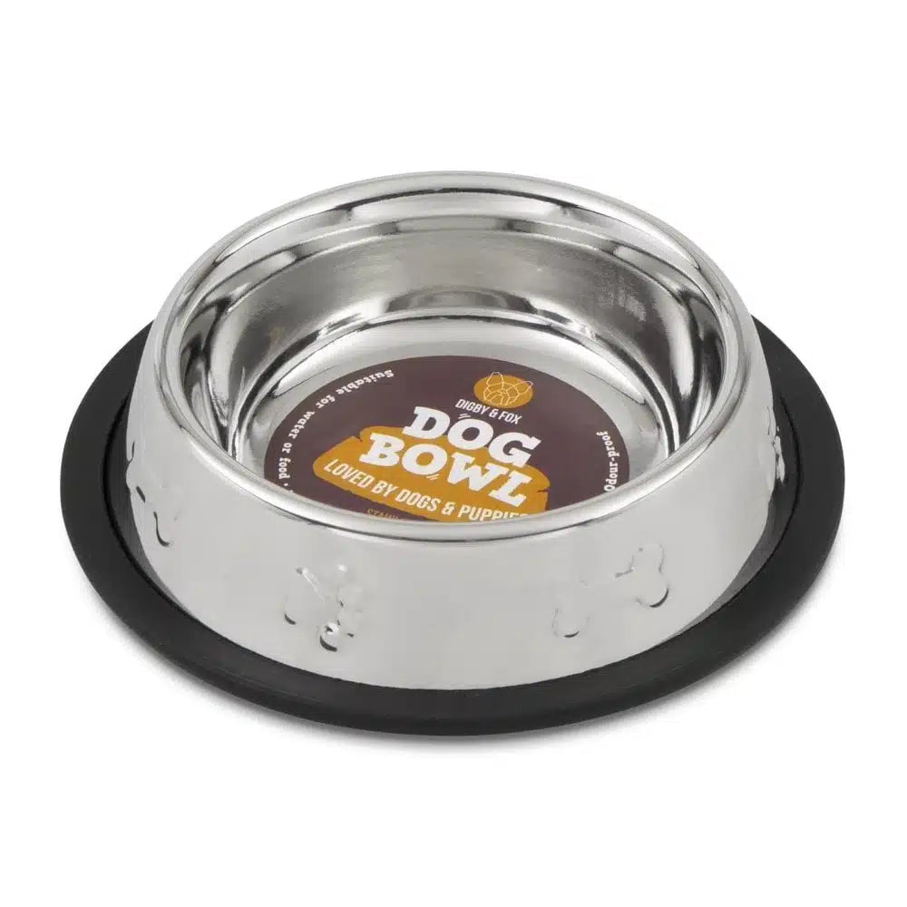 Digby & Fox Non-Slip Dog Bowl Silver – Medium - Animall