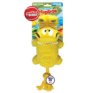Hasbro Hungry Hungry Hippos 17-inch yellow and red plush dog toy with squeaker and tug