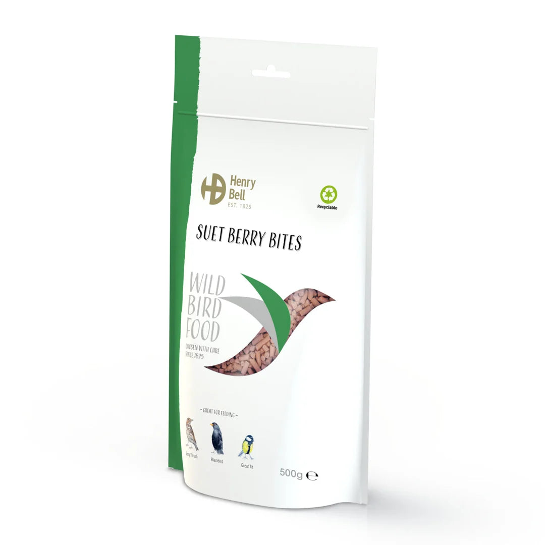 Henry Bell Suet Berry Bites 500g – High Energy Wild Bird Suet Pellets with Berry Flavour