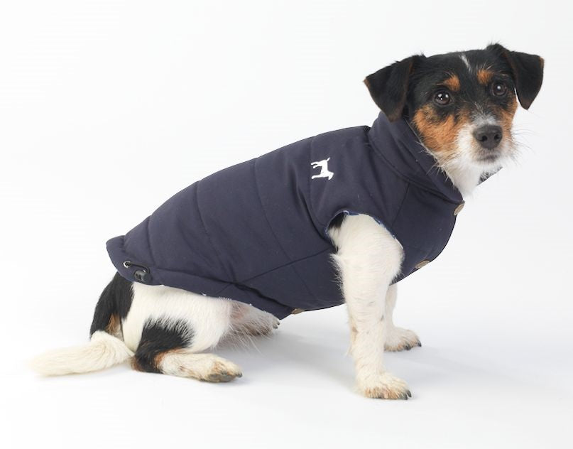 House Of Paws Fleece Lined Dog Gilet, Navy, Small