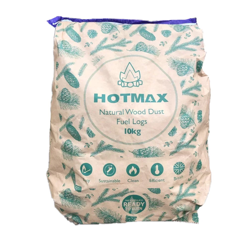 Hotmax 10kg Heat Logs – 100% Natural Recycled Wood Dust Fuel Briquettes for Stoves, BBQs & Burners – High Heat, Low Emission - Animall