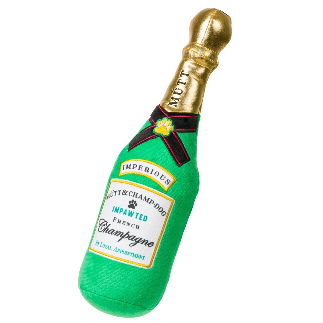 House of Paws Champagne Dog Toy – Plush Squeaky Bottle Toy