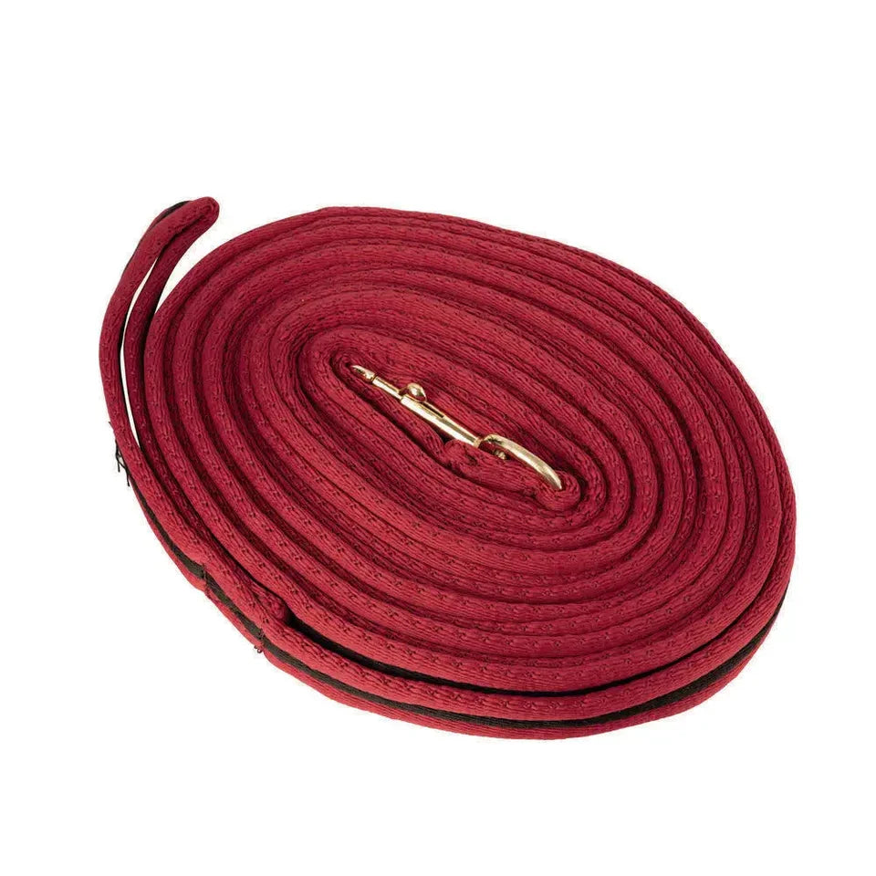 Hy Equestrian Soft Webbing Lunge Rein – Burgundy/Black, With Carry Case