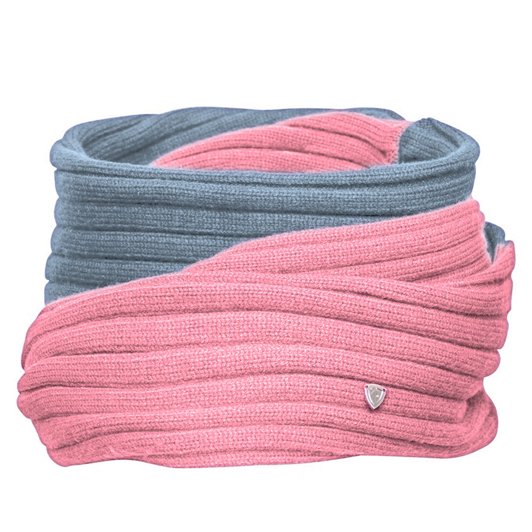 Hy Equestrian Synergy Luxury Snood – Aqua/Rose, Knitted Neck Warmer