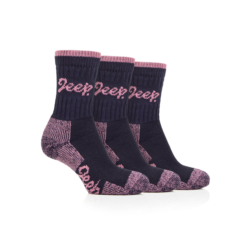 Jeep Ladies Luxury Sock 3 Pack Navy/Rose