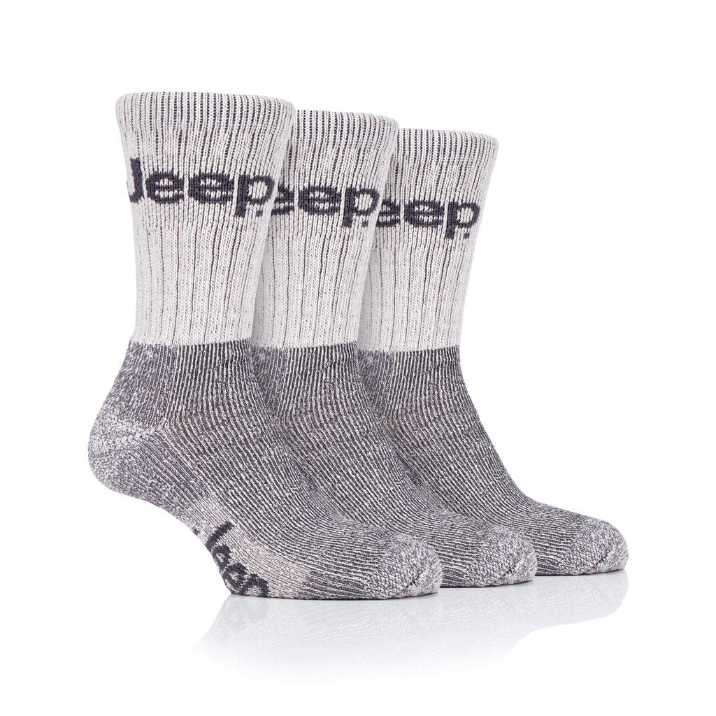 Jeep Mens Luxury Sock 3 Pack Ecru/Grey