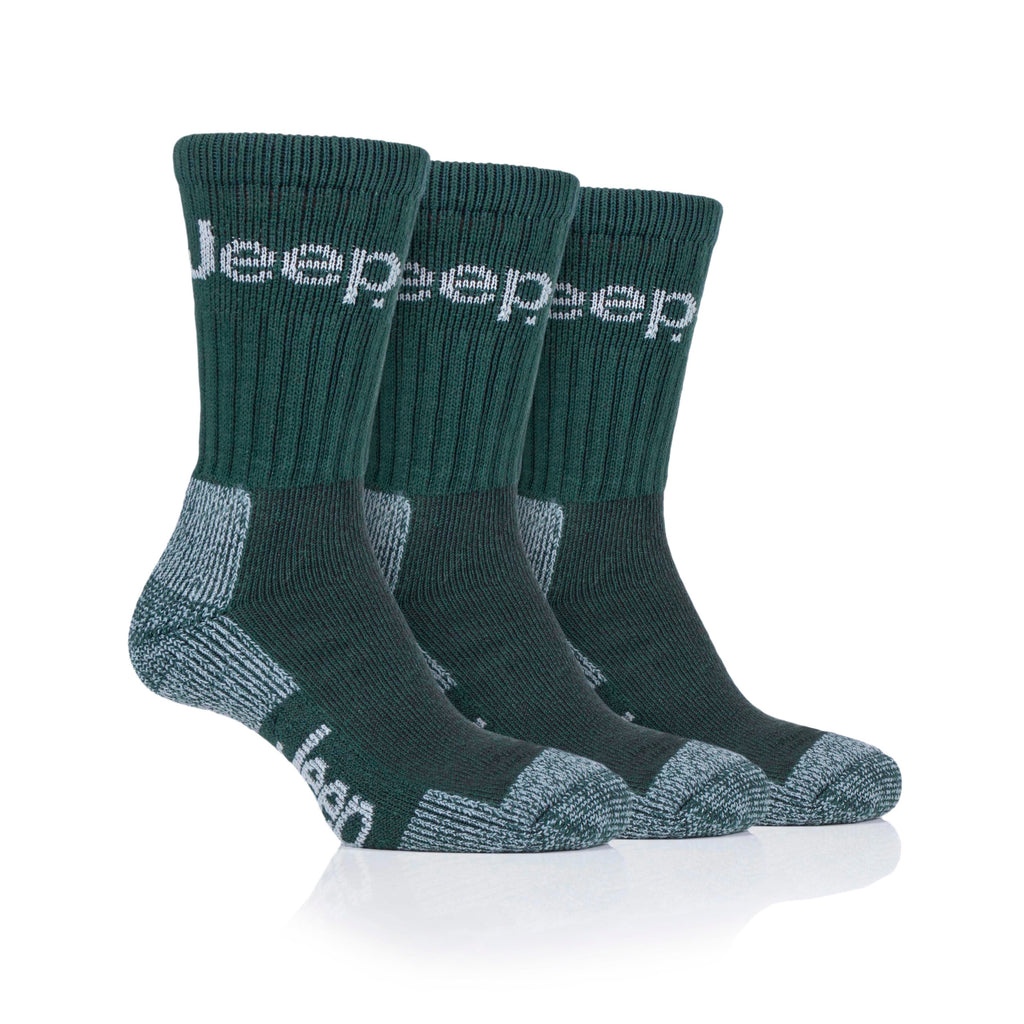 Jeep Mens Luxury Sock 3 Pack Forest/Grey