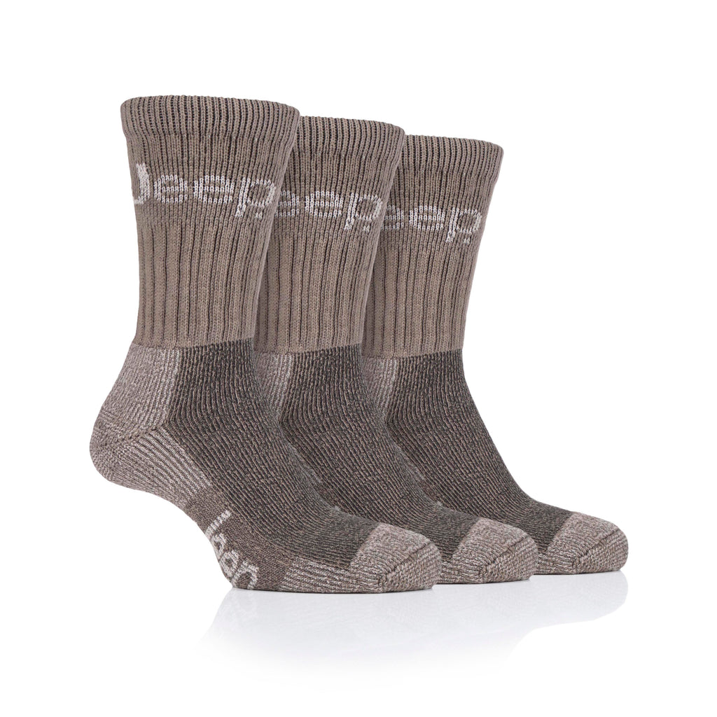 Jeep Mens Luxury Sock 3 Pack Khaki/Sand