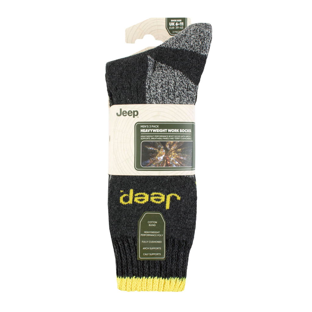 Jeep Mens Performance Workwear Socks 3 Pack packaging