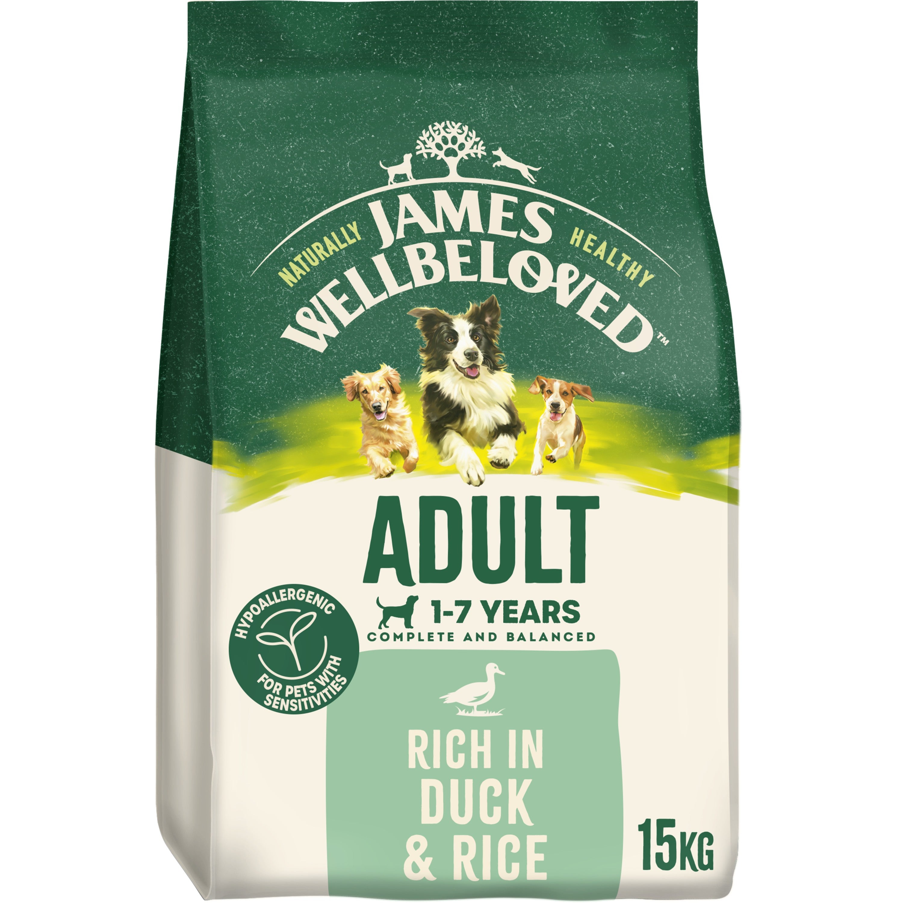 James Wellbeloved Adult Duck & Rice – 15kg Hypoallergenic Dry Dog Food