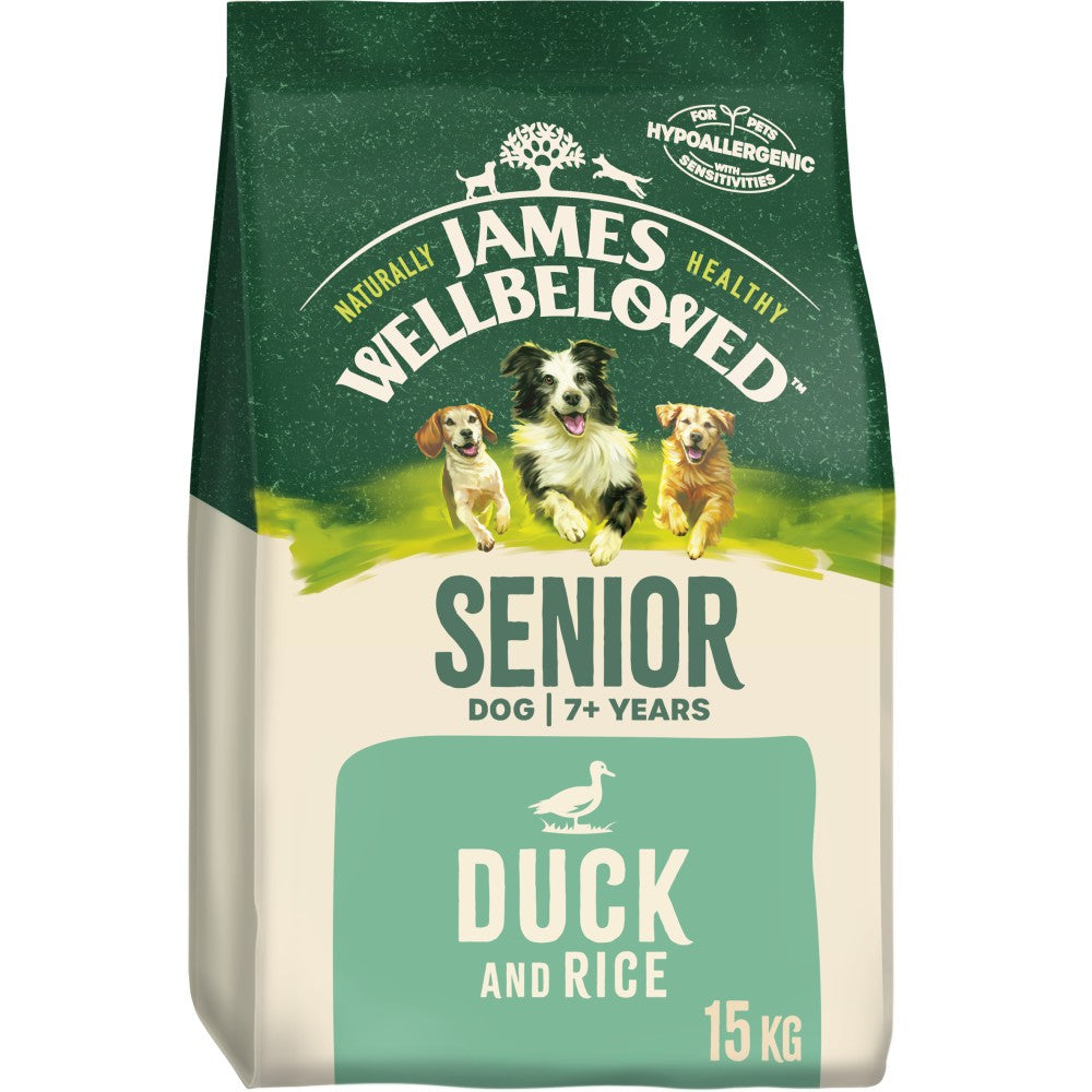 James Wellbeloved Senior Duck & Rice – 15kg Hypoallergenic Dry Dog Food