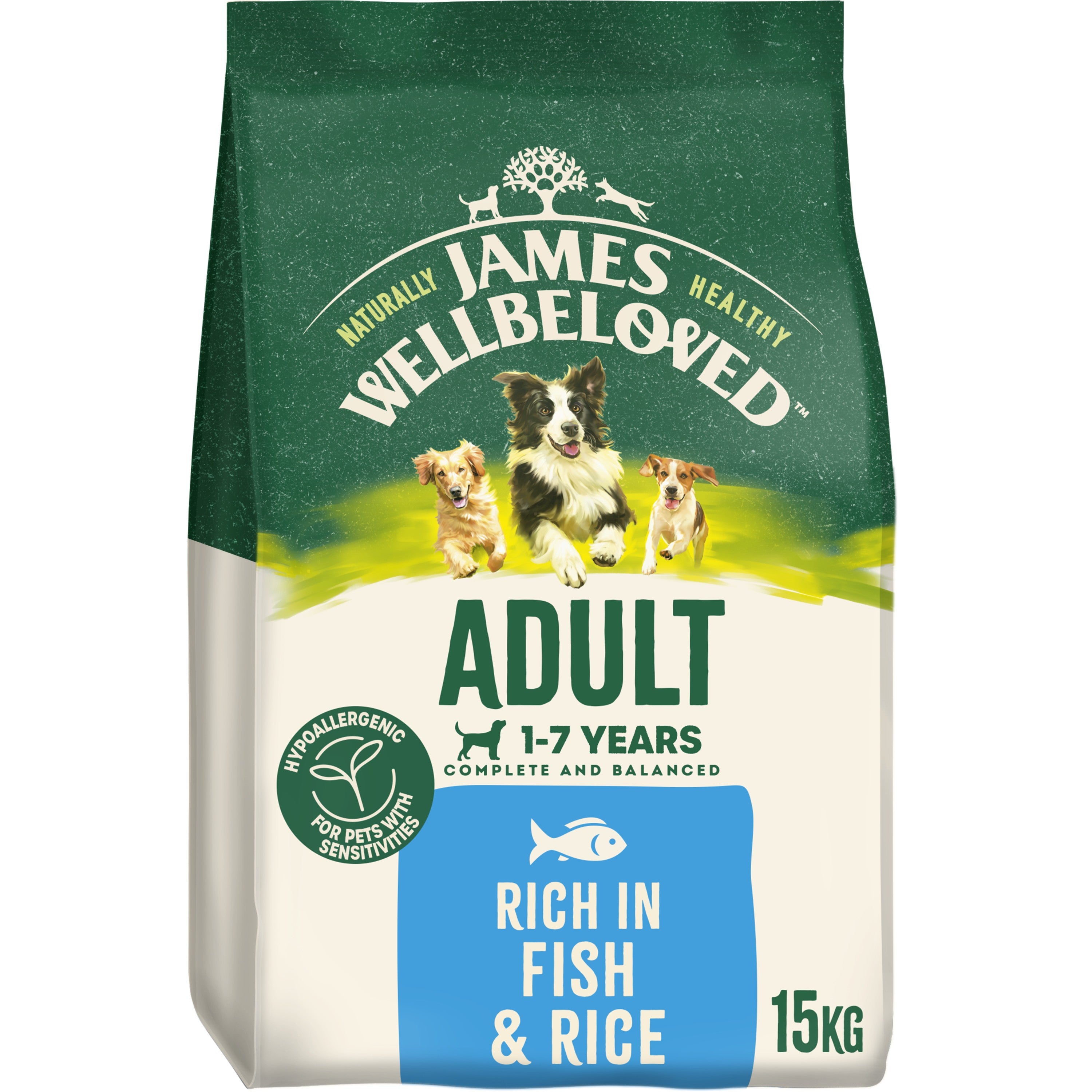 James Wellbeloved Adult Fish & Rice – 15kg Hypoallergenic Dry Dog Food