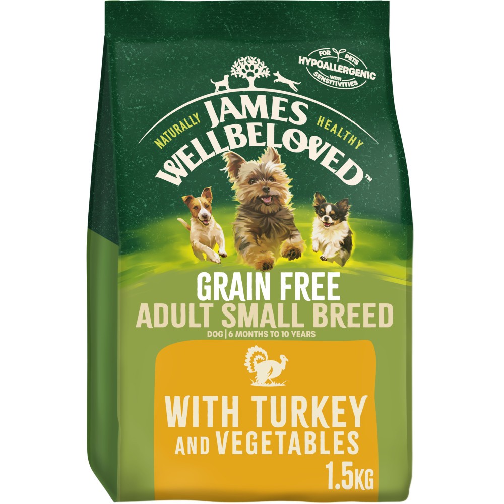 James Wellbeloved Grain Free Adult Small Breed Turkey & Veg – 1.5kg Dry Dog Food