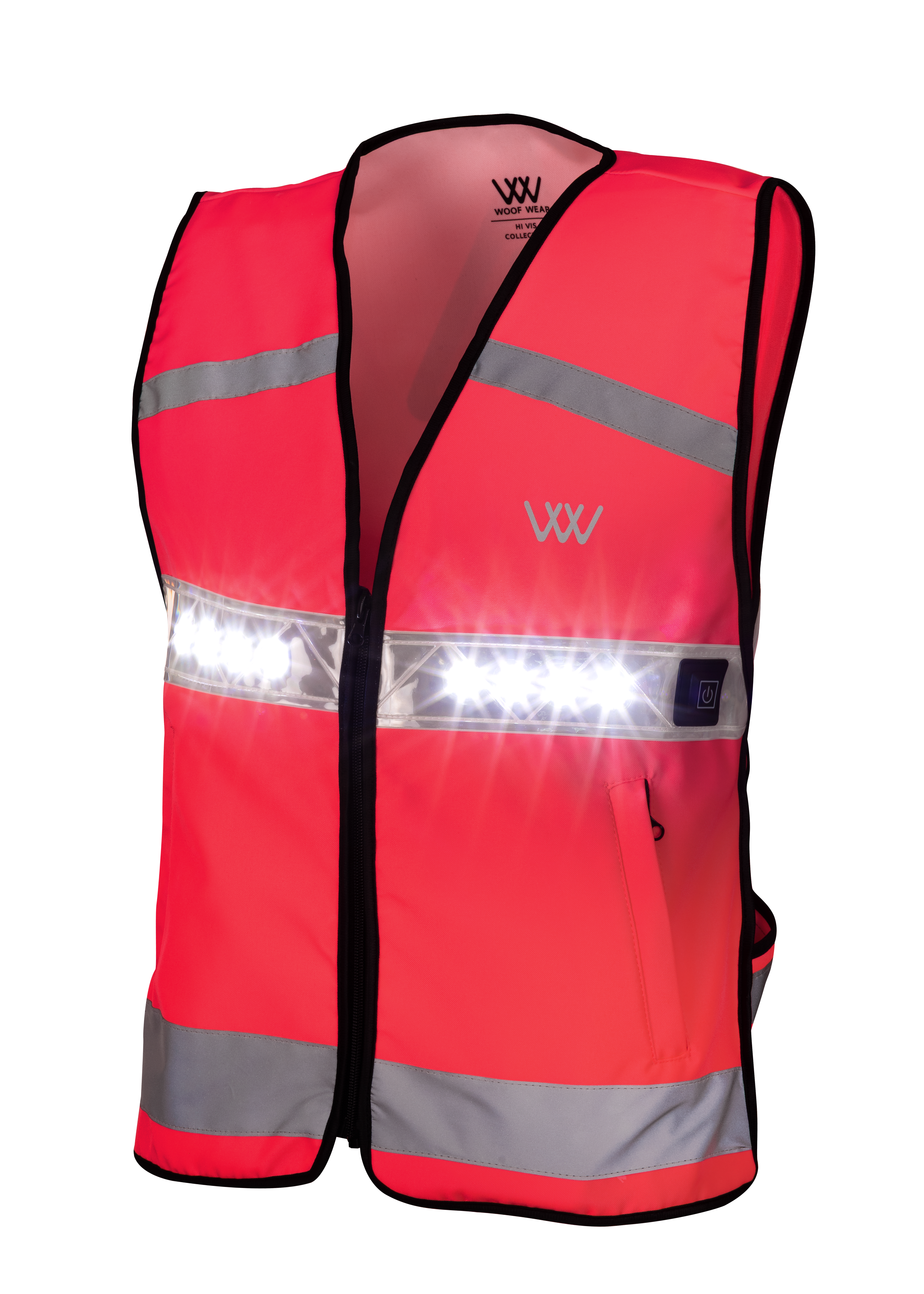Woof Wear LED Hi Vis Riding Vest – Hi Vis Pink, Junior Small/Medium, Rechargeable