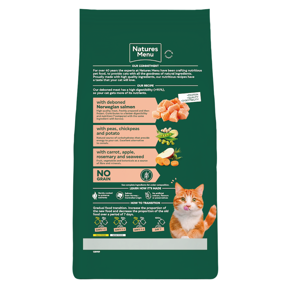Natures Menu Cat High in Meat Grain Free – Salmon, 1.25kg Dry Cat Food