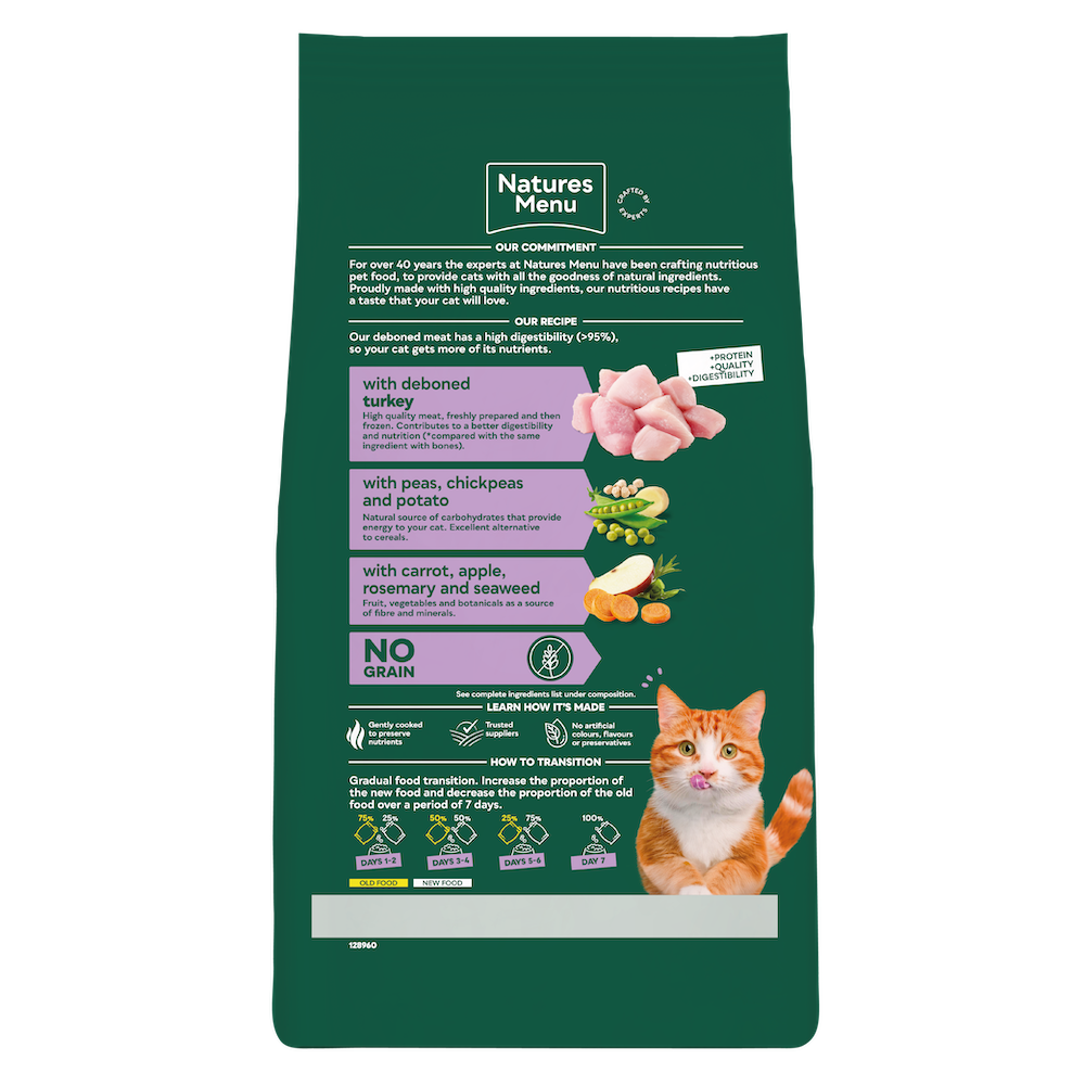 Natures Menu Cat High in Meat Grain Free – Turkey, 1.25kg Dry Cat Food
