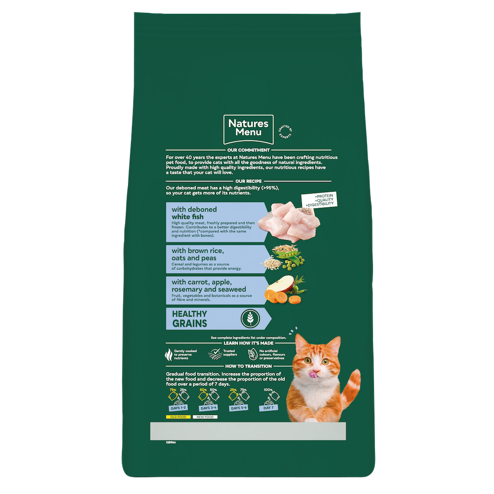 Natures Menu Cat High in Meat Healthy Grains – White Fish, 3kg Dry Food