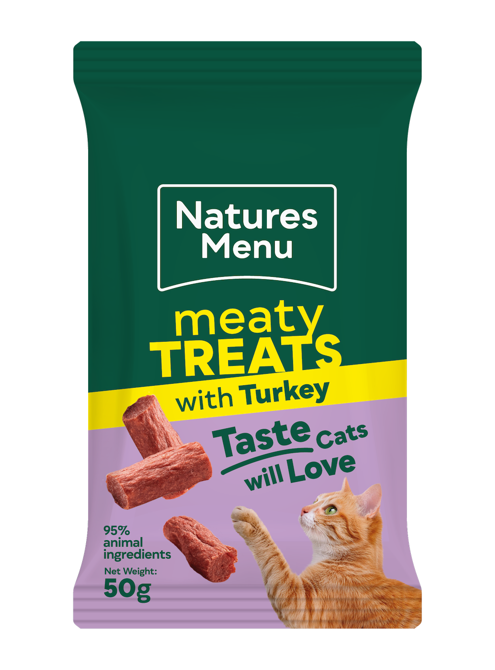 Natures Menu Turkey Meaty Treats for cats, 50g resealable pack