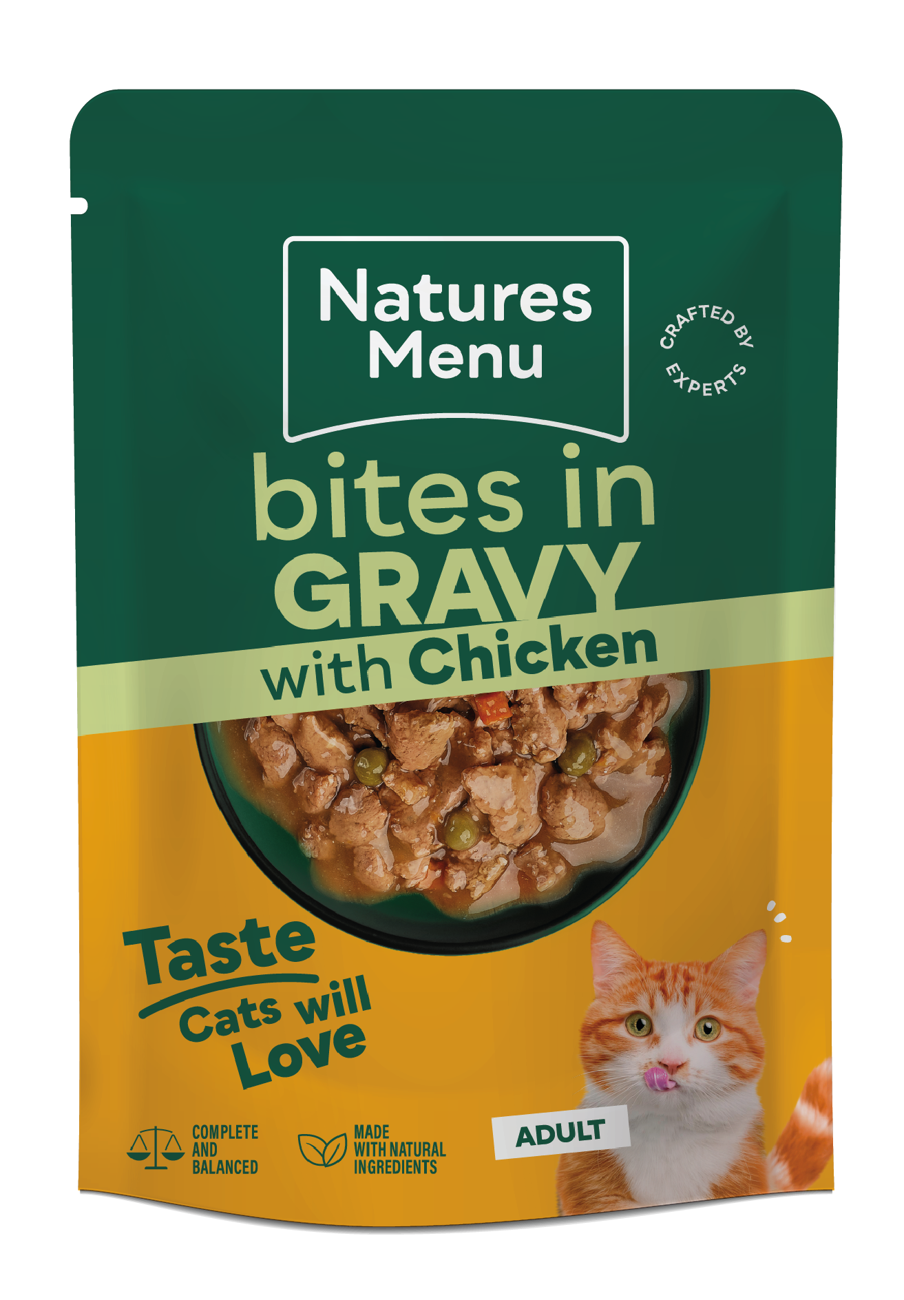 Natures Menu Chicken Bites in Gravy – 85g Pouch, Complete Wet Cat Food