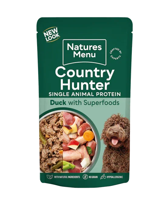 Natures Menu Country Hunter Duck Dog Pouches 150g – Grain-Free, Single Protein Wet Dog Food