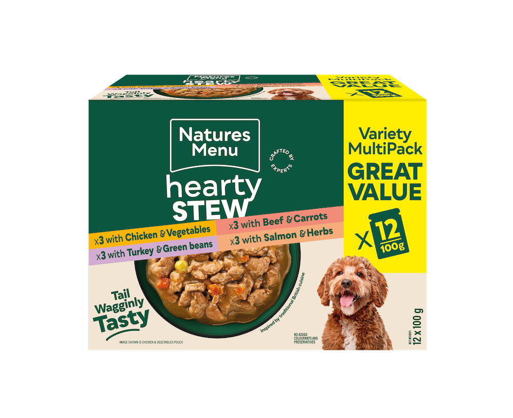Natures Menu Hearty Stew Meat Selection – 12 x 100g Pouches, Wet Dog Food