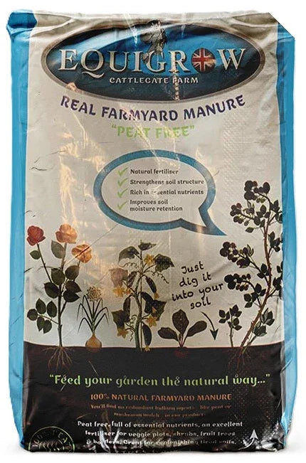 Equigrow Real Farmyard Manure 40L - Composted Organic Soil Improver Peat-Free