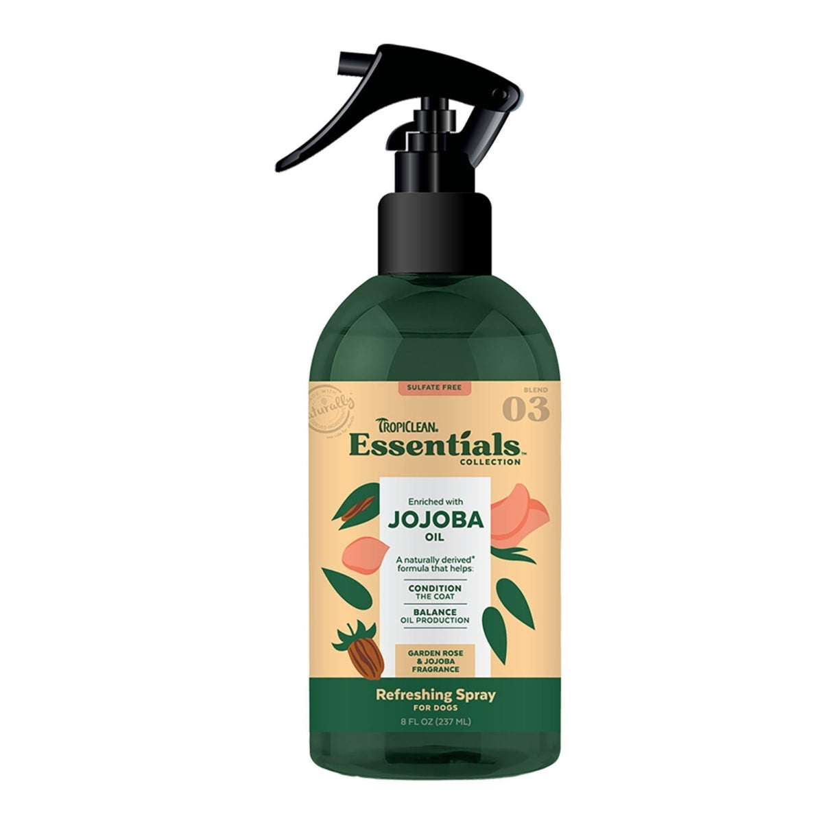 TropiClean Essentials Jojoba Oil Deodorising Spray – 236ml for Dogs & Cats