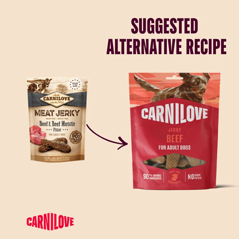 Carnilove Beef Fillet Grain-Free Jerky Dog Treats for Adult Dogs 100g