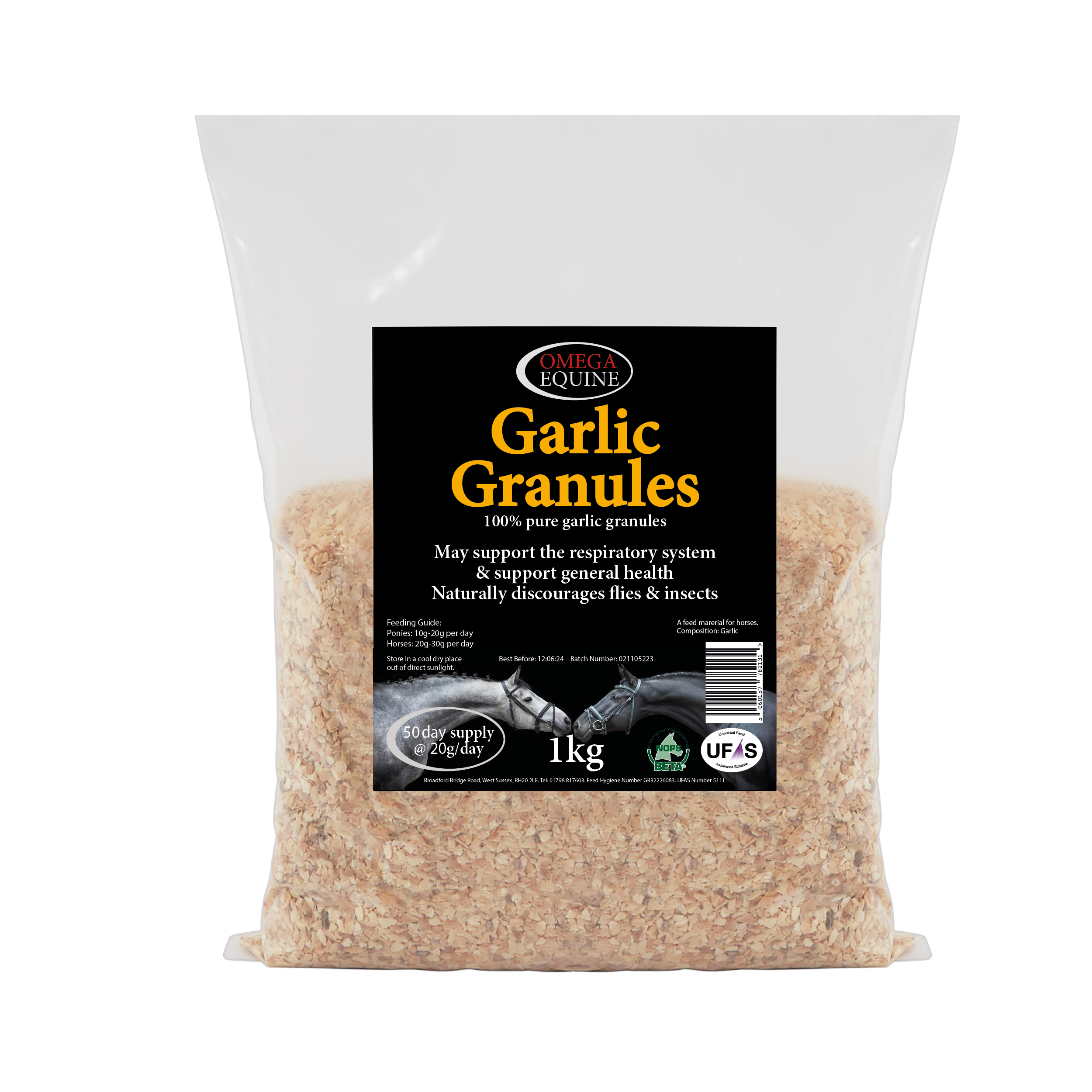 Omega Equine Garlic Granules for horses, 1kg bag
